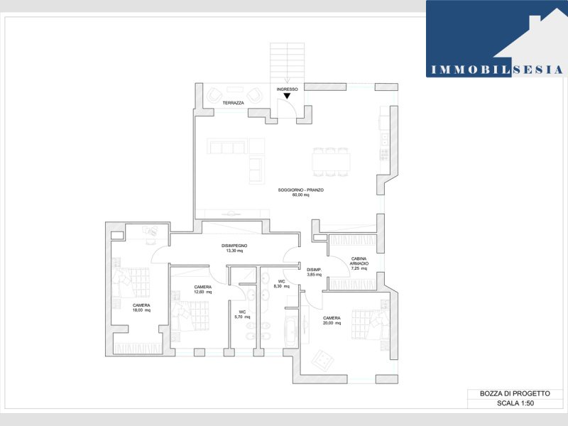 Fristående lägenhet i Borgosesia